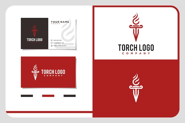 Torch Fire logo design burn champiopn column greek business card