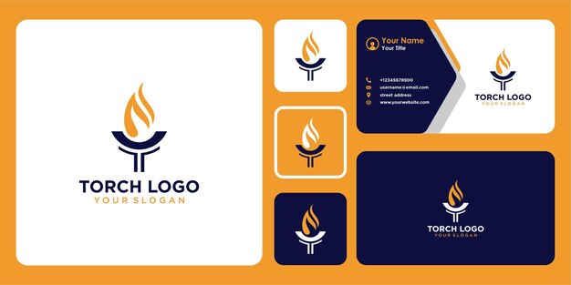 torch logo design and business card