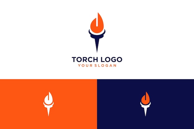 torch logo design with fire or orange