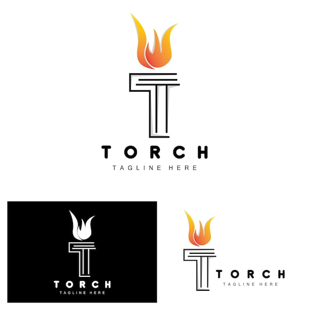 Torch Logo Fire Design Letter Logo Product Brand Icon