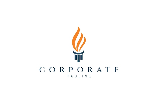 Torch logo vector with burning fire in simple flat design style