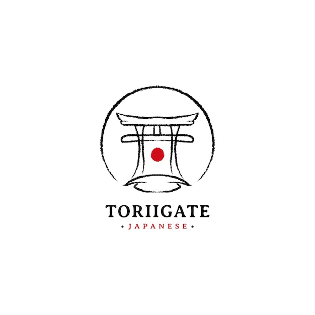 Torii gate icon stamp logo design for japanese culture 2