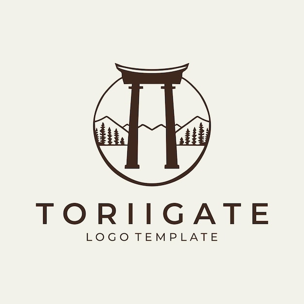 Torii gate japanese logo design vector illustration