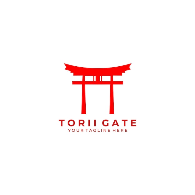 Torii gate logo art icon vector illustration design architecture culture traditional japanese travel