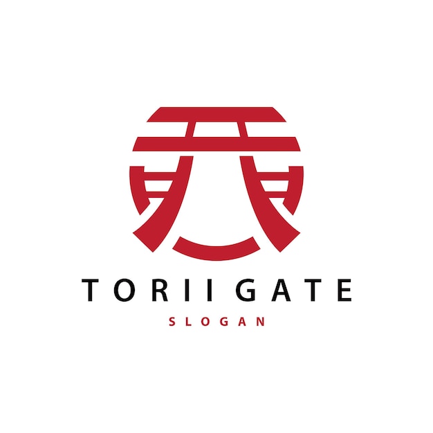 Torii Gate Logo Design Vector Minimalist Illustration Template