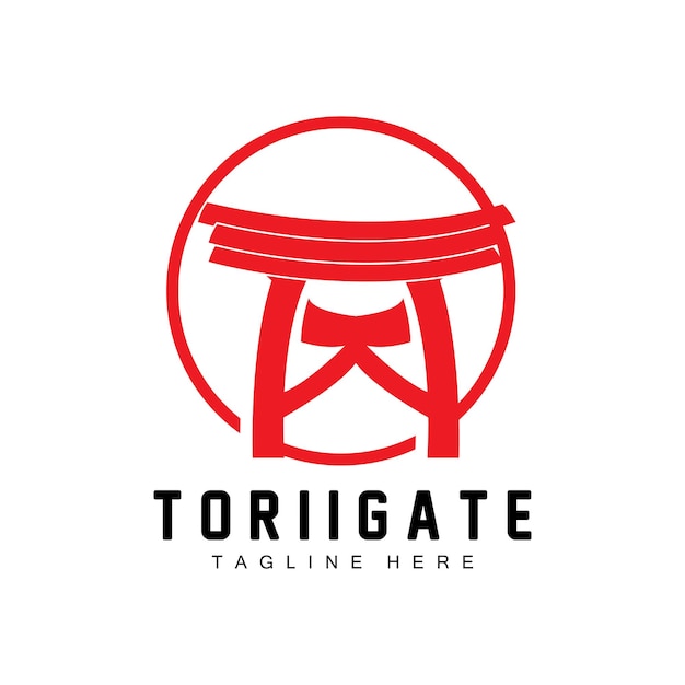 Torii Gate Logo Japanese History Gate Icon Vector Chinese Illustration Wooden Design Company Brand Template