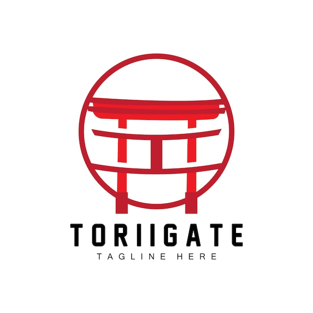 Torii Gate Logo Japanese History Gate Icon Vector Chinese Illustration Wooden Design Company Brand Template