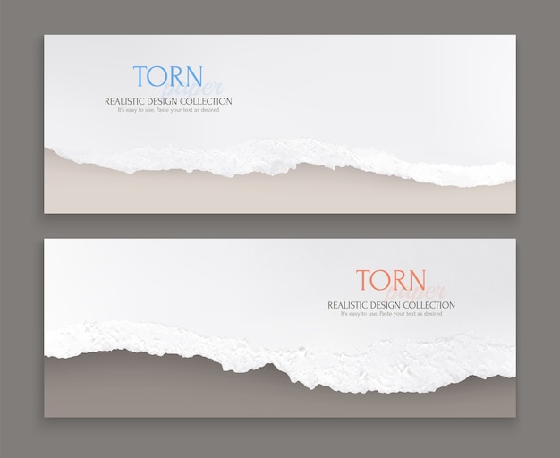 Torn paper banners in realistic style