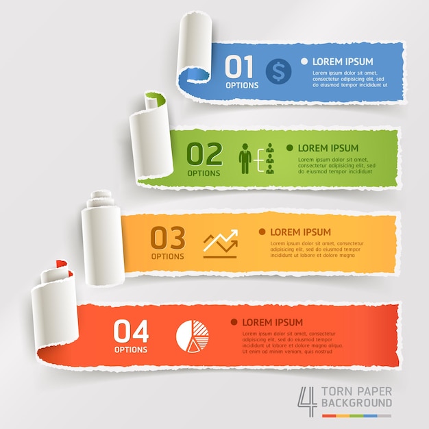 Torn paper infographics template