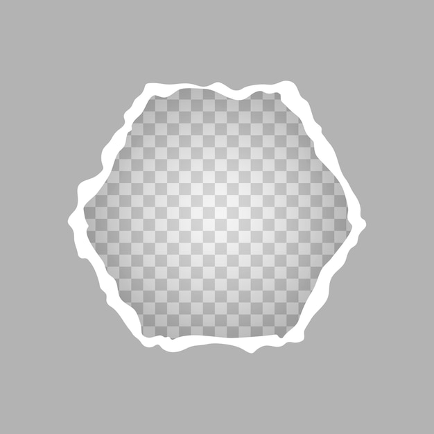 Torn square shaped piece of paper, a hole in a sheet of paper on a transparent background. Vector illustration.