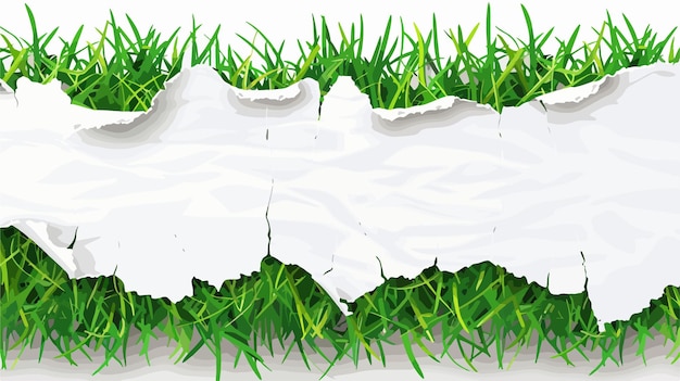 Vector torn white paper on green grass background vector illustration