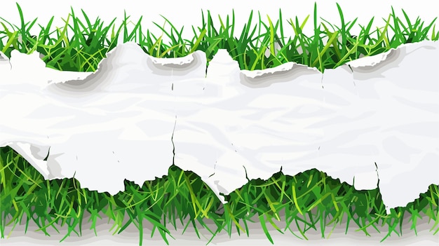 Vector torn white paper on green grass background vector