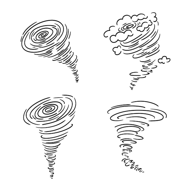 Vector tornado icon sketch line art vector illustration cyclone