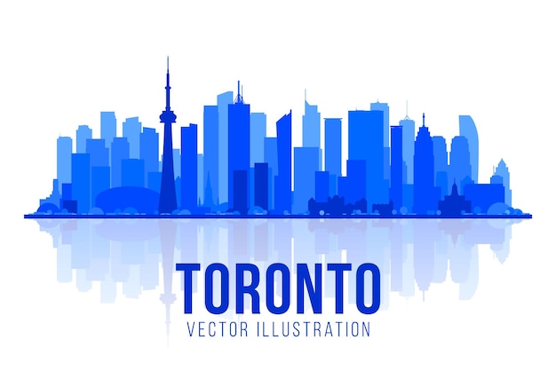 Toronto Canada city silhouette skyline vector background Flat trendy illustration Business travel and tourism concept with modern buildings Image for banner or website