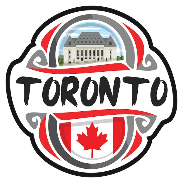 Toronto Canada Flag Travel Souvenir Sticker Skyline Logo Badge Stamp Seal Emblem Vector SVG EPS