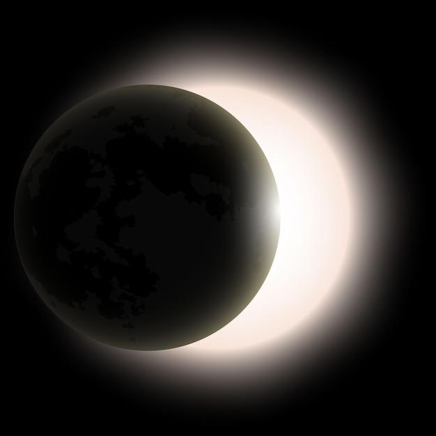 Total solar eclipse, eclipse of the sun . Vector illustration