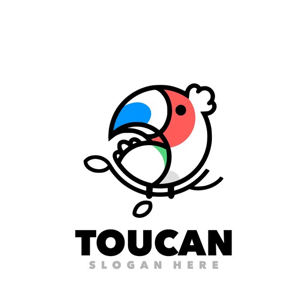 Toucan bird logo template vector line art