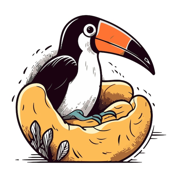 Toucan in the nest Vector illustration of a cartoon toucan