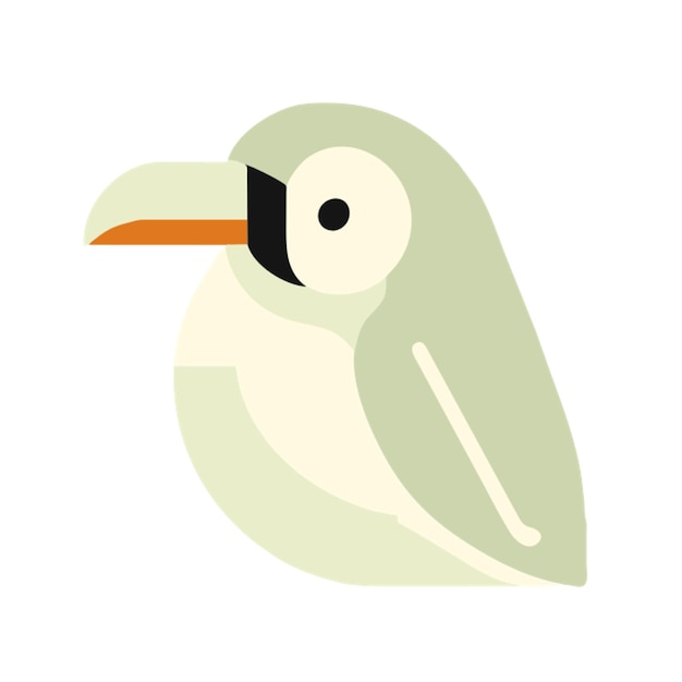 a toucan in the style of the green duolingo owl icon colored shapes