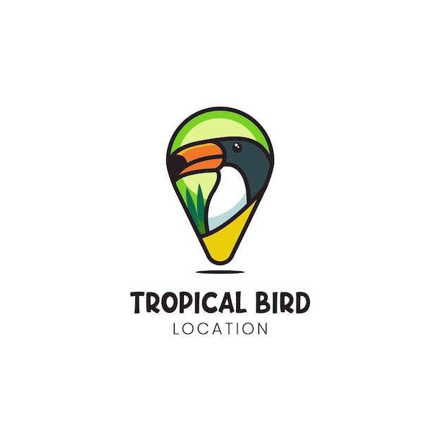 toucan tropical bird cartoon logo design