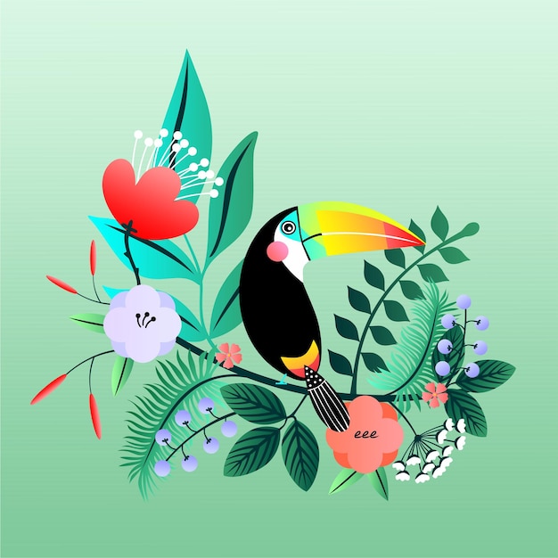 Toucan with flowers