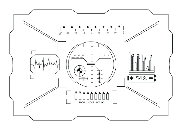 Touch HUD round interface with high tech isolated vector illustration