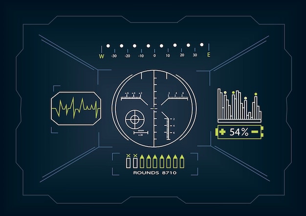 Touch HUD round interface with high tech isolated vector illustration