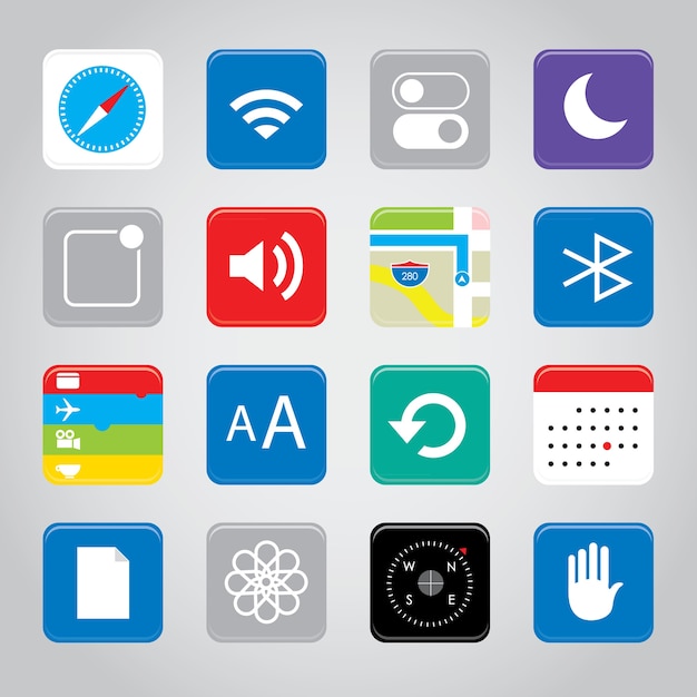 Touchscreen smart phone mobile application button icon 