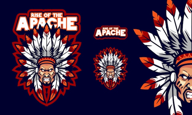 Tough with a feathered chieftain hat mascot logo