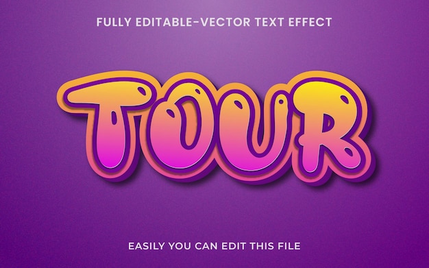 Tour 3d Editable Vector Cartoon and Comic Style Text Effect