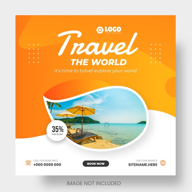 Tour and travel facebook or instagram social media post amp web banner design template