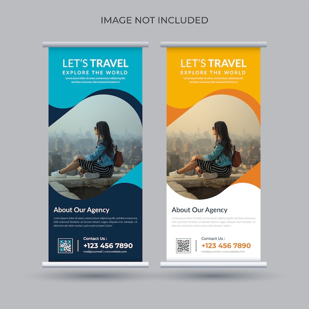 Tour and travel roll up banner template