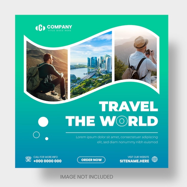 tour and travel social media post banner design template