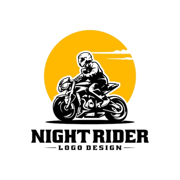 Touring biker riding motorcycle logo vector