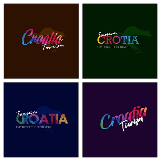 Tourism Croatia typography Logo Background set