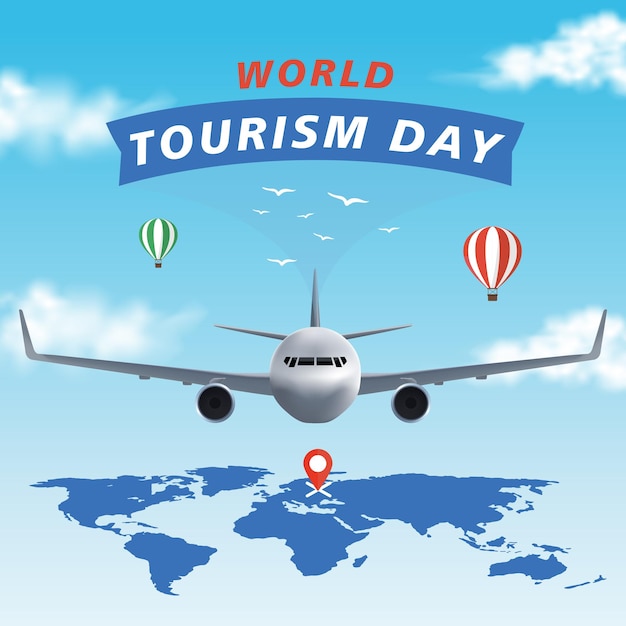 Tourism day world travel concept plane around the world travel and tours