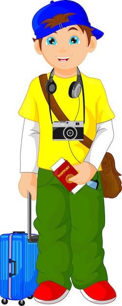 Tourist boy cartoon