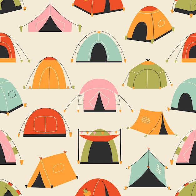 tourist tents. Pattern.