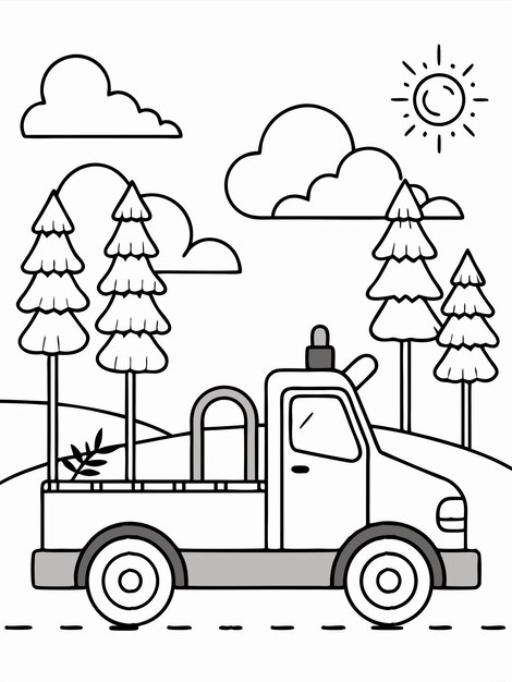 Tow Truck colouring book pages for children with vector design and background