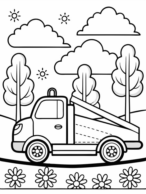 Vector tow truck colouring book pages for children with vector design and background