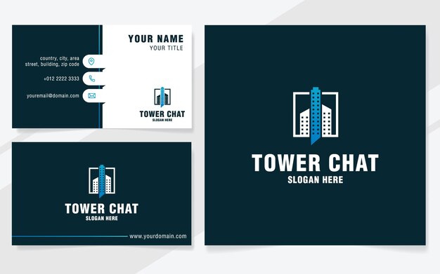 Tower chat logo template on modern style