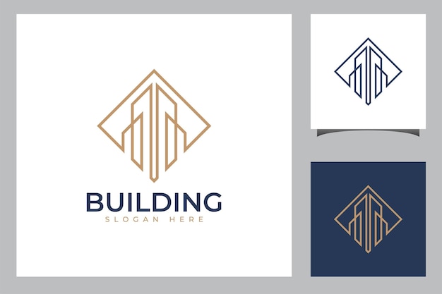 Tower city urban geometry simple logo linear building symbol or icon concept for property invest hotel apartment real estate logo