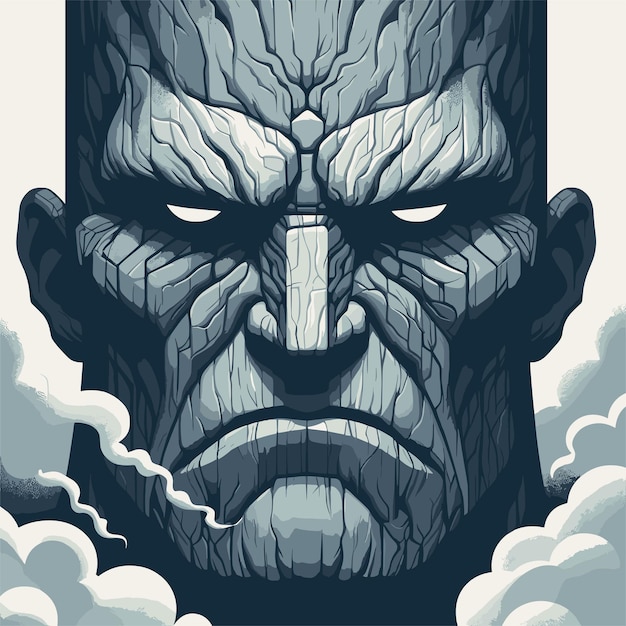 Vector towering man with a brooding expression his face is set in a frown and his brow is furrowed