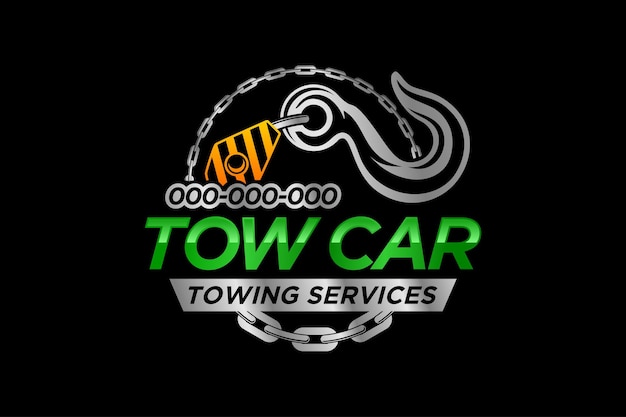 Towing car evacuation logo hook chain design winch truck rescue emergency accident service