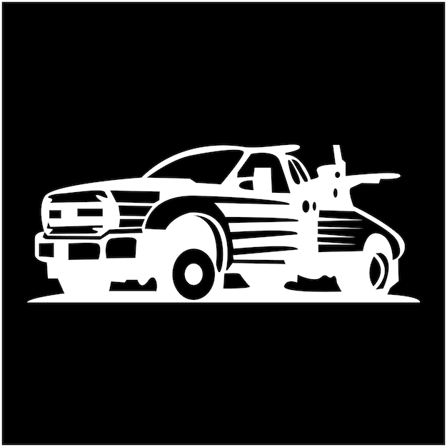 towing truck silhouette logo design