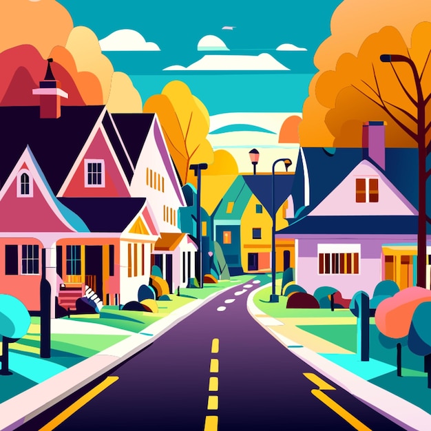 town street with underground pipeline system vector cartoon illustration of suburban neighborhood