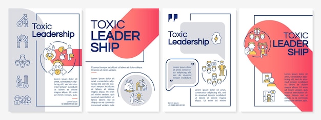 Toxic leadership red and grey brochure template