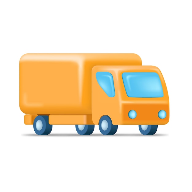 Toy 3D cartoon style delivery service truck Shipping and transportation service truck isolated illustration on white background Vector render 3d graphics