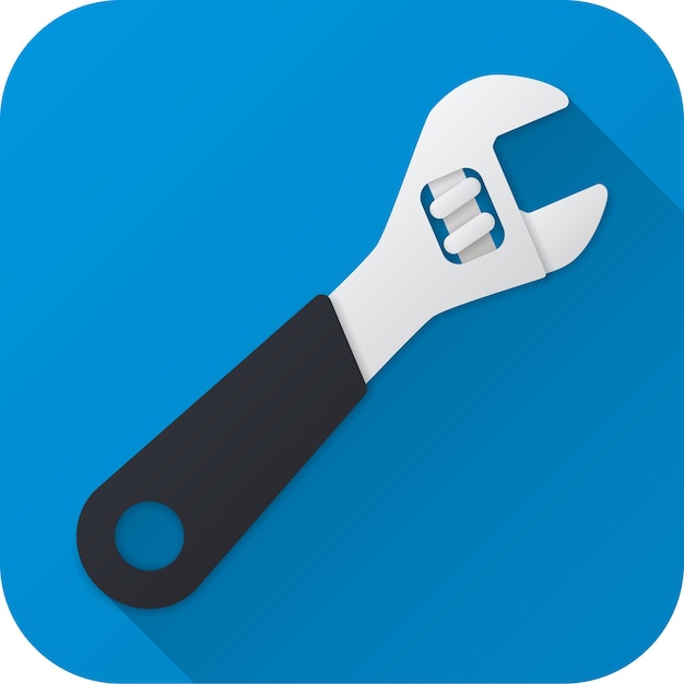 Toy adjustable wrench in flat design with long shadow Vector illustration icon