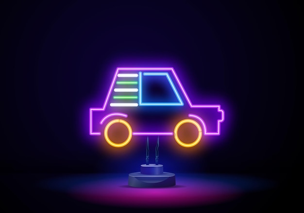 Toy car amusement park and advertisement design night bright neon sign colorful billboard light bann